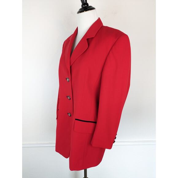 Basler Blazer Jacket Longline Wool Sophisticated Career Academia Red Size 6 - Picture 2 of 13